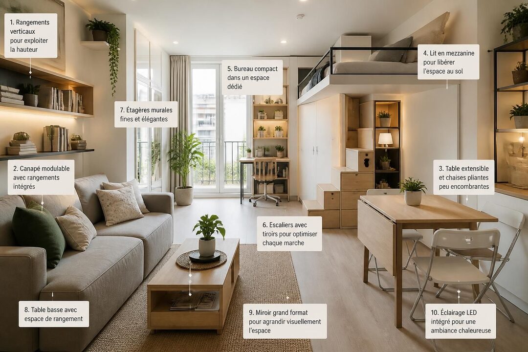 Découvrez 10 idées d'aménagement pour optimiser l'espace de votre studio et rendre votre intérieur à la fois fonctionnel et esthétique.